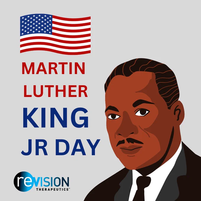 On a gray background, the image includes a drawing of Dr. Martin Luther King Jr. with the text “Martin Luther King Jr. Day” under the American flag.