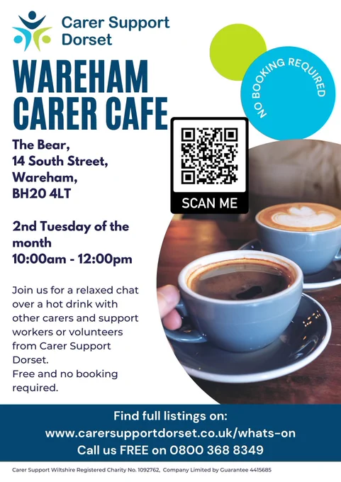 A flyer of Wareham Carer Cafe.