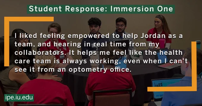 graphic reads "I liked feeling empowered to help Jordan as a team, and hearing in real time from my collaborators. It helps me feel like the health care team is always working, even when I can't see it from an optometry office."
