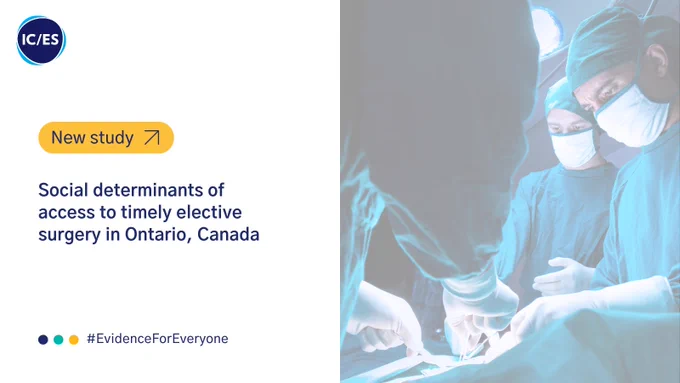 Image: Surgeons operating on patient

Text:
New study
Social determinants of access to timely elective surgery in Ontario, Canada
#EvidenceForEveryone