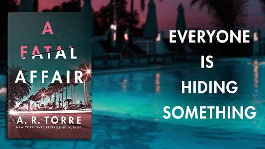 blueish purple book cover with tag line: Everyone is hiding something