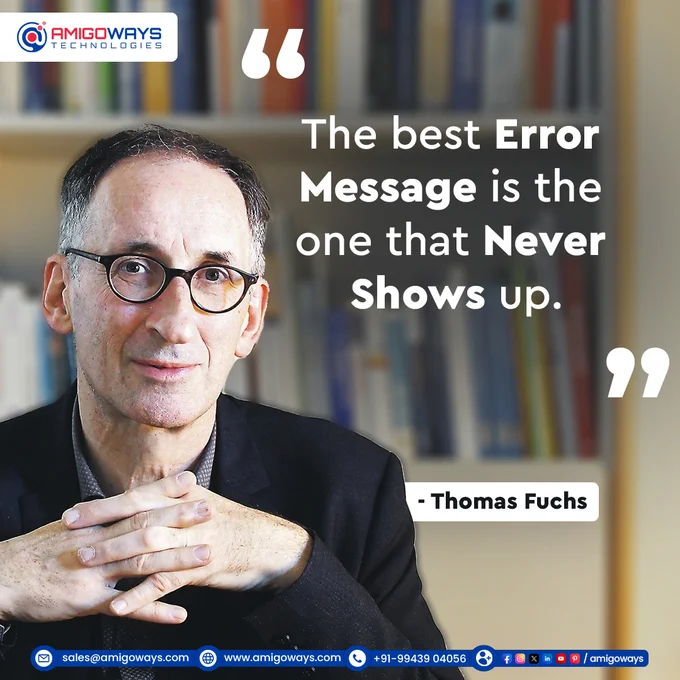 Wise words from Thomas Fuchs! 🌟 Strive for flawless code, where errors are mere whispers in the wind. Let your programming be a symphony of precision! 🎶✨ 

#amigoways #letsconnect #CodingWisdom #ErrorFreeZone #ThomasFuchs #ProgrammingQuotes #CodePerfection #TechWisdom #NoErrorsAllowed #ErrorFreeCoding #ProgrammingHarmony #ThomasFuchsQuotes #TechSymphony #PrecisionCoding #WiseWords #FlawlessCode