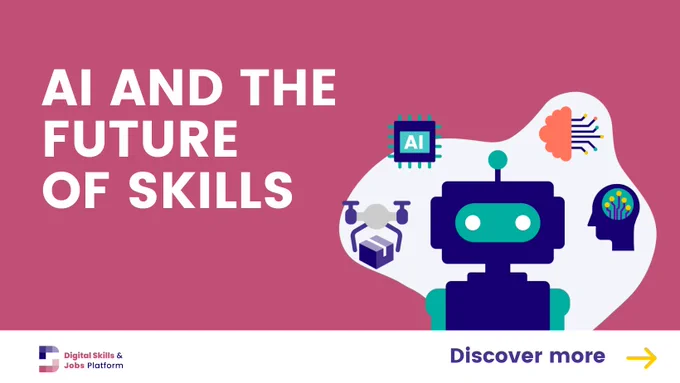 decorative image with text ''AI and the future of skills''