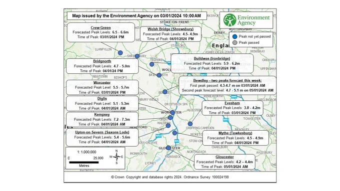 River Peak Map for River Severn and River Avon.