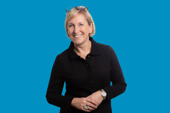 image of CIPR President Rachael Clamp in front of a blue background