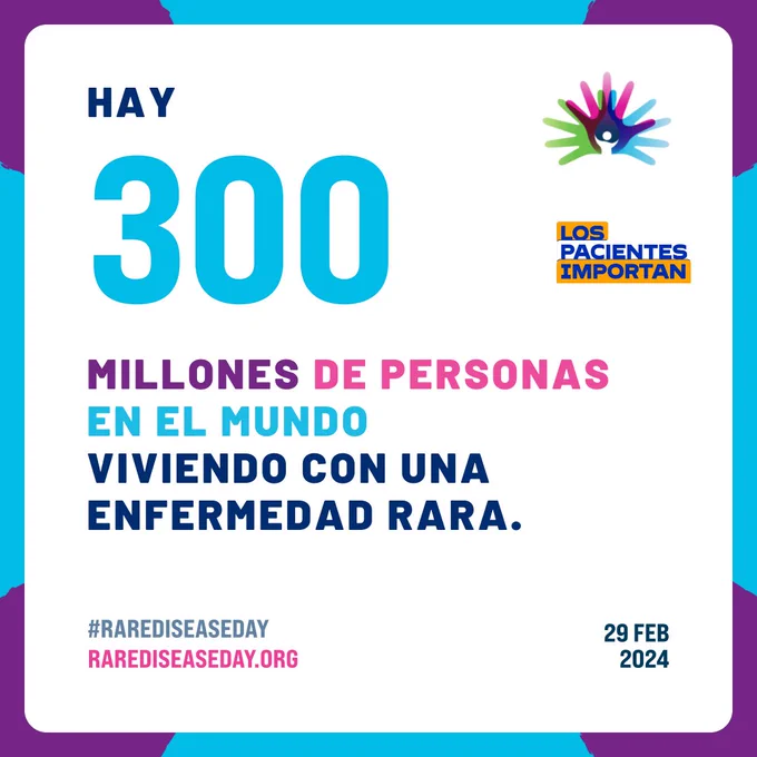 🧐 Sabías que hay 300 millones de personas en el mundo viviendo con una enfermedad rara.

En el mes de febrero celebramos el Día Internacional de las #EnfermedadesRaras , fecha destinada a crear conciencia sobre las enfermedades raras y a mejorar el acceso a un diagnóstico temprano, al tratamiento oportuno y a rehabilitación.

Campaña de Rare Disease Day  

#NoSomosInvisibles #LosPacientesImportan  👍💙
