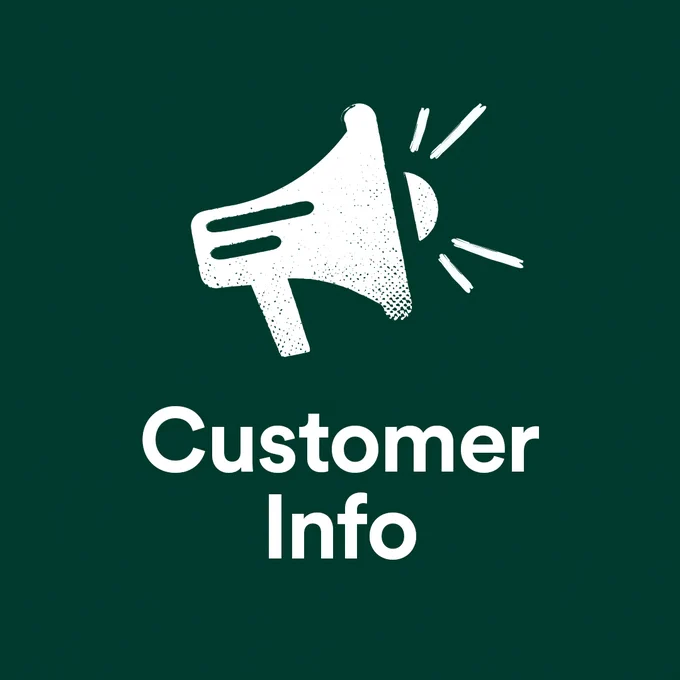 Graphic of a speakerphone. Text: Customer Info