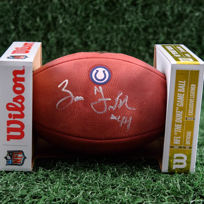 Photo of football signed by Zaire Franklin