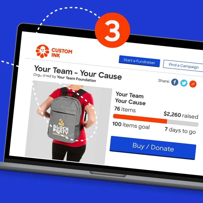 Laptop open to a fundraising website.