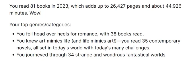 summary of books read   top genres!