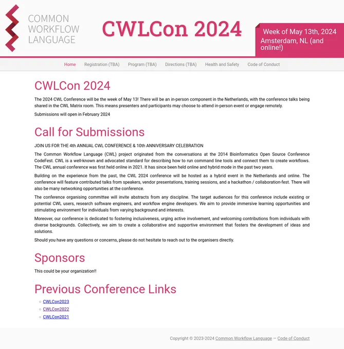 Screenshot of the updated layout, still pending code review: https://github.com/common-workflow-language/cwlcon2024/pull/41