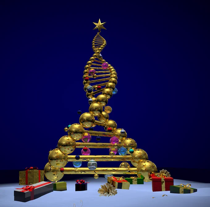 A Christmas tree in the form of a DNA helix.
