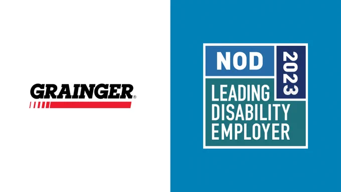 Grainger company logo to the left of the NOD Leading Disability Employer Seal logo