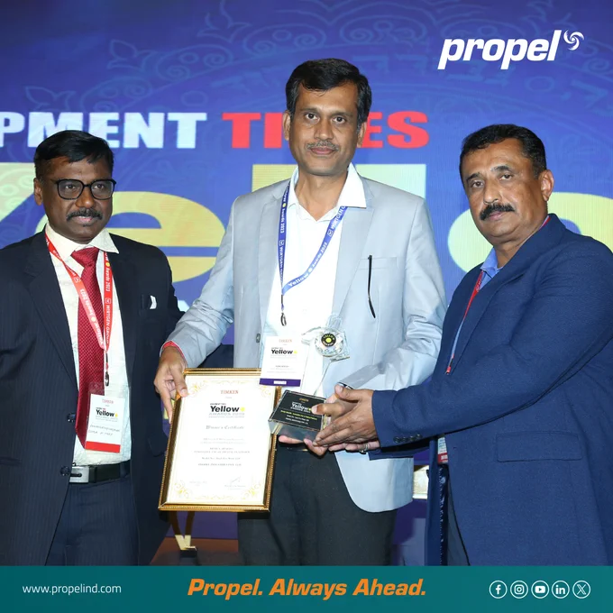 We are delighted and honored to have been bestowed with the prestigious Yellow Dot Award. A heartfelt thank you for recognizing Propel Industries as the Best Design Innovative Use of Digital Platform of the Year!

Our esteemed JMD, Mr. D. Vengadesh, proudly accepted the award and shared the stage with Mr. Ramamurthy Mayavan

This accolade serves as a testament to our dedication to innovation and excellence. We extend our deepest gratitude for your unwavering support!

A special shout-out to our incredible technical team for their outstanding contributions.

Thank you, Equipment Times Construction Times Magazine, for this remarkable honor!

Propel. Always Ahead.