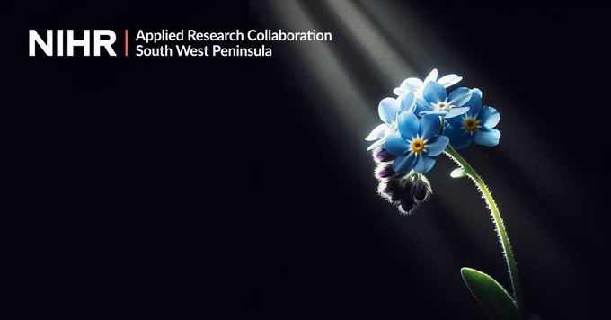 NIHR Applied Research Collaboration South West Peninsula
A forget-me-not flower on a black background under a beam of light.