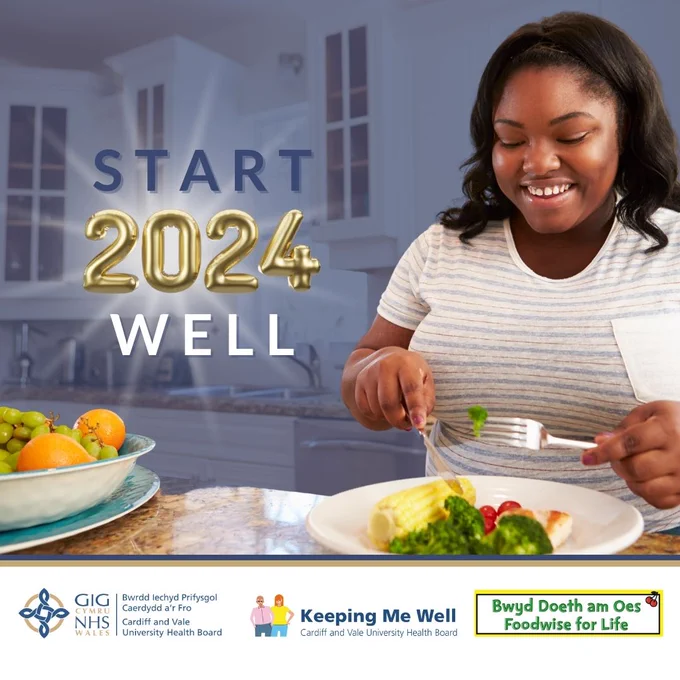 Start 2024 Well. 
Cardiff and Vale University Health Board
Keeping Me Well
Foodwise for Life