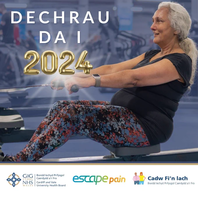 Dechrau Da i 2024
Cadw Fi'n Iach 
Bwrdd Iechyd Prifysgol Caerdydd a'r Fro
Escape Pain