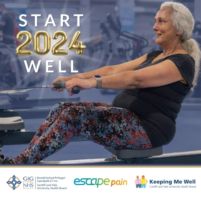 Start 2024 Well. 
Cardiff and Vale University Health Board
Escape Pain
Keeping Me Well