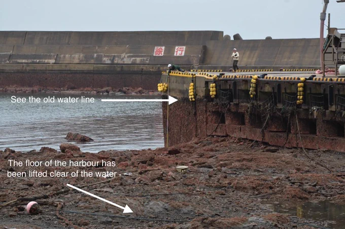 Kaiso fishing port. Uplift after earthquake. https://www.eri.u-tokyo.ac.jp/en/news/5994/