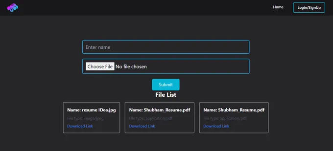 SS of web app made using MERN   Tailwind 