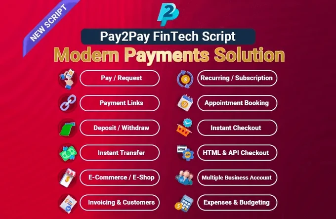 ⛳️ Start your Own #fintech Platform with #Pay2Pay Script Top Financial Technology Programming Solution at #mhdscripts

🎗️ Find more at MHDscripts