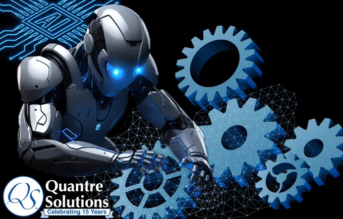 Futuristic AI Robot created by Scott Mulkey with Midjourney and licensed vector Adobe Stock.