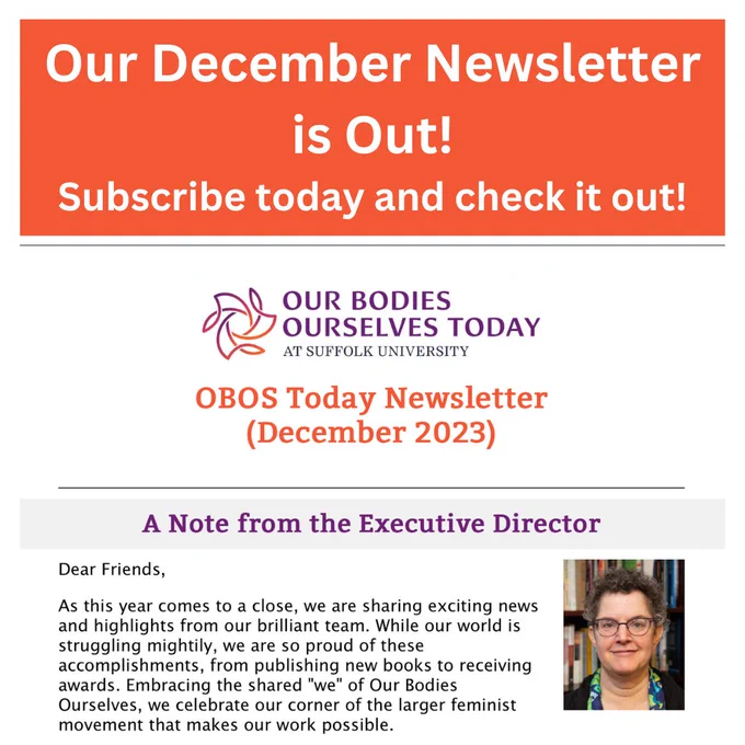 A screenshot of the top portion of the newsletter. Above the screenshot is an orange box outlined in white with the following words in white: “Our December Newsletter is Out! Subscribe today and check it out!”
