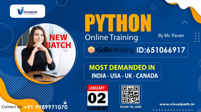 ✍️Join Now: https://bit.ly/41EqF9U
👉Attend an Online New Batch on Python by Mr. Pavan
📅Batch on: 2nd January @ 7:00 PM IST
📲Contact us:  91 9989971070.
📩Join us on Telegram:  https://t.me/visualpathsoftwarecourses
📩Join us on WhatsApp: https://bit.ly/47eayBz
🌐Visit: https://www.visualpath.in/Python-Training-in-Hyderabad.html
#python #visualpathedu #freedemo #pythontraining #onlinetraining #pythononlinedemo #trendingcourses #ReactJS #fullstack #AngularJS #PythonDemo  #html #javascript #springboot #css #pythonfullstack #fullstackdeveloper #frontend #backenddeveloper #softwaredevelopment #advanced