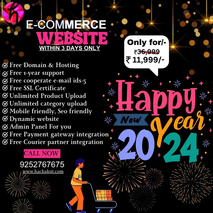 "🚀 Kickstart Your New Year with Unbeatable Digital Marketing Services! 🎉

✅ Comprehensive Solutions for All Your Marketing Needs
🔍 Expand Your Reach, Maximize Web Presence & Increase Traffic
🌟 Shape Your Brand & Generate Leads with Expert Help

🔥 Special New Year Offer: 
- FREE Domain & Hosting
- 1-Year Free Support
- 5 Corporate Email IDs
- FREE SSL Certificate
- Unlimited Product & Category Uploads
- Mobile & SEO Friendly Dynamic Website
- Exclusive Admin Panel
- Free Payment Gateway & Courier Partner Integration

📞 Call Us Now:  91 9252767675 for Tailored Digital Success!"