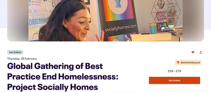 Funding solutions for ending homelessness!

Experts share impact investment models at The Safe Haven Summit.

Secure your spot, Feb 29, 2024.
https://www.eventbrite.co.uk/e/global-gathering-of-best-practice-end-homelessness-project-socially-homes-tickets-747827380827?aff=oddtdtcreator
#innovation #homelessness