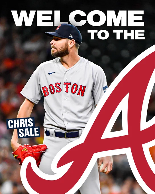 A “Welcome to the A” graphic featuring pitcher Chris Sale on the mound.