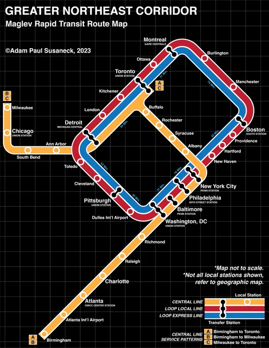 HSR/Maglev system proposal for eastern USA and Canada