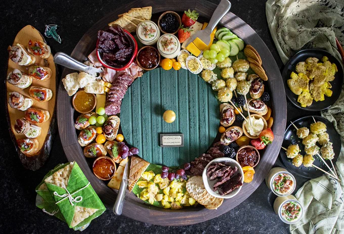 a hobbit-themed charcuterie board