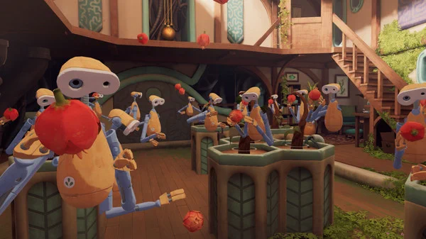 A screenshot of robots on the floor of The Last Clockwinder.