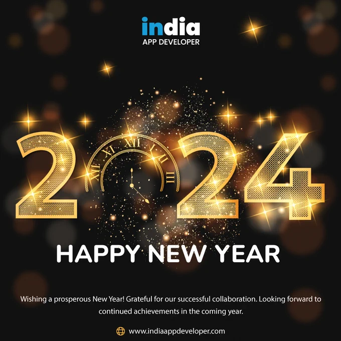 Happy New Year from India App Developer! Here's to a year of innovation, growth, and successful app trips.  Let's work together to make a mark in 2024! #NewYearCheers #AppDevelopmentSuccess