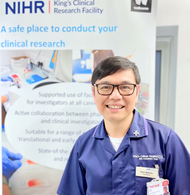 Image of Dani Nebres, Lead Nurse at King’s Clinical Research Facility (CRF).
