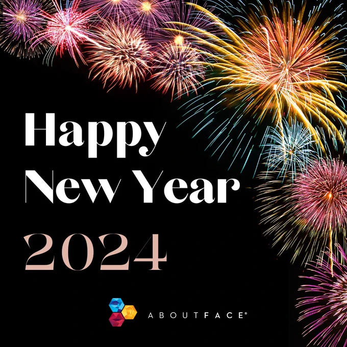 Fireworks with Happy New Year 2024 in the center