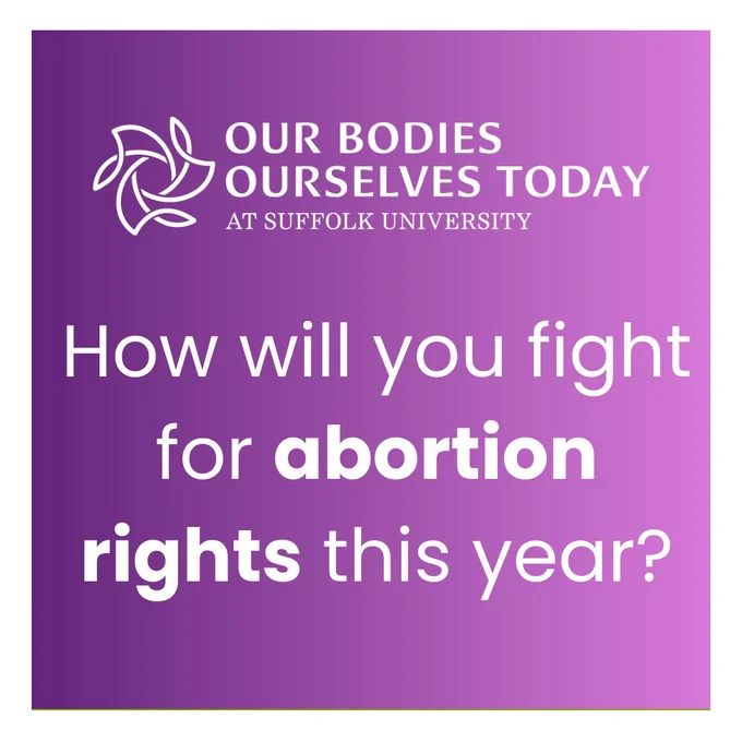 A purple gradient background with white border. At the top is the OBOS Today logo with the following question underneath in white: “How will you fight for abortion rights this year?” 
