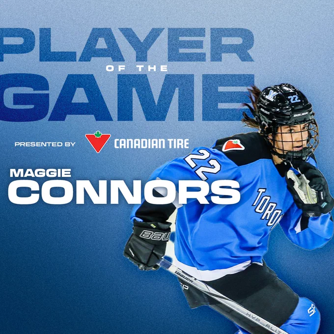 Player of the game: Maggie Connors. Presented by Canadian Tire.