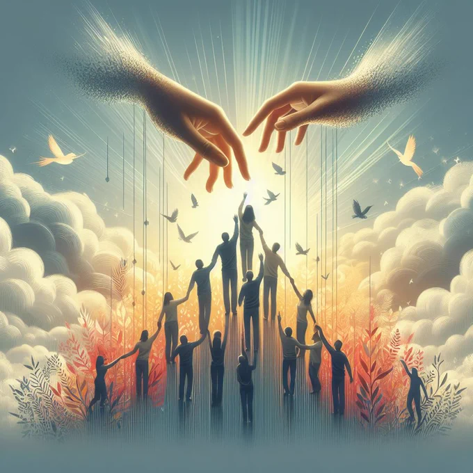 The message underscores the interconnected nature of success, suggesting that when individuals help and uplift each other, the overall outcome is shared success and well-being for the entire community or group.