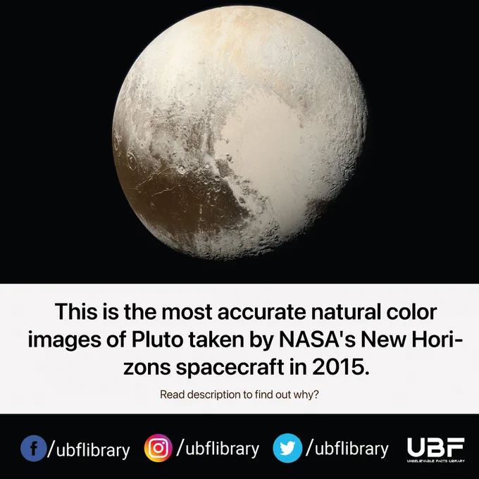 This is the most accurate natural color image of Pluto taken by NASA's New Horizons spacecraft in 2015.
