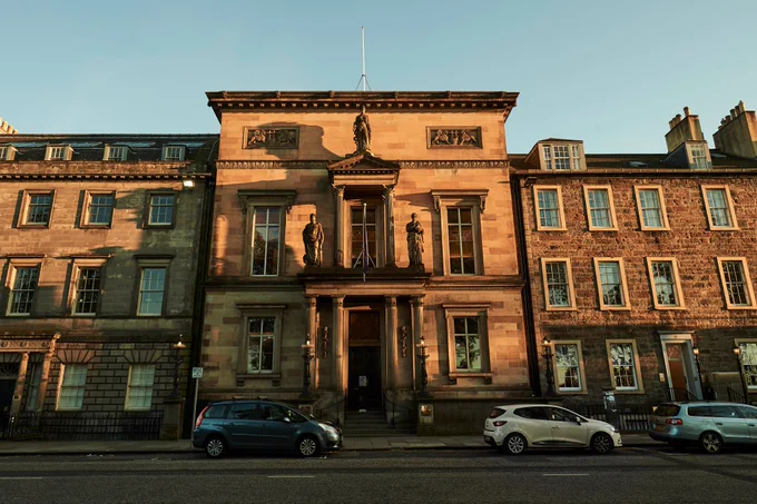 outside college at sunset