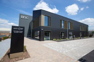 Entrance to the Birmingham Energy Innovation Centre at Tyseley Energy Park