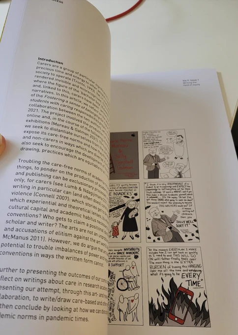 Reading the print issue of M-P Moreau and SC Galman’s work on writing and drawing care-based equity in Vol 9.1 of Access.