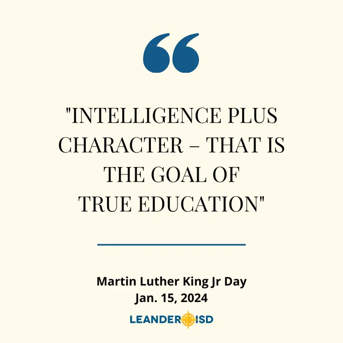 "Intelligence plus character – that is the goal of true education."

Martin Luther King Jr Day
Jan. 15, 2024