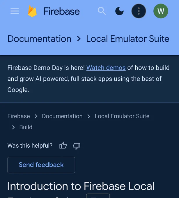 Screenshot of the Firebase Emulator documentation