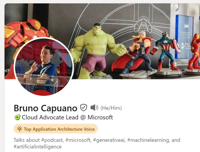 screenshot of my LinkedIn profile with the Top Application Architecture Voice recognition 