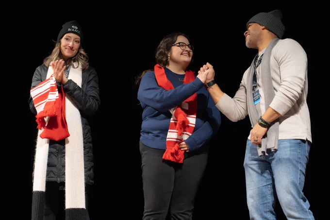 Fort Collins High School student Kaleena Molina-Perez is honored as a march leader at the 2024 MLK Day celebration.