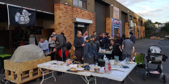 Tog at work at an outdoors repair cafe 