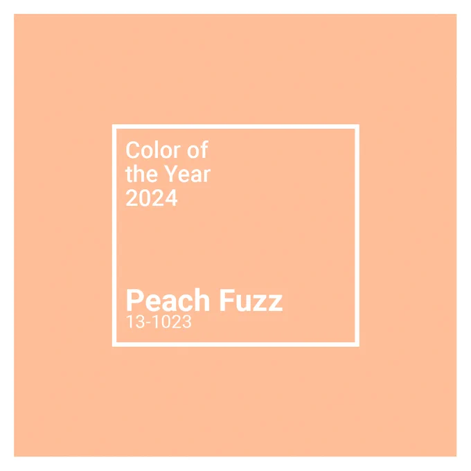 Pantone's 2024 colour of the year Peach Fuzz plus various mockups of the new colour